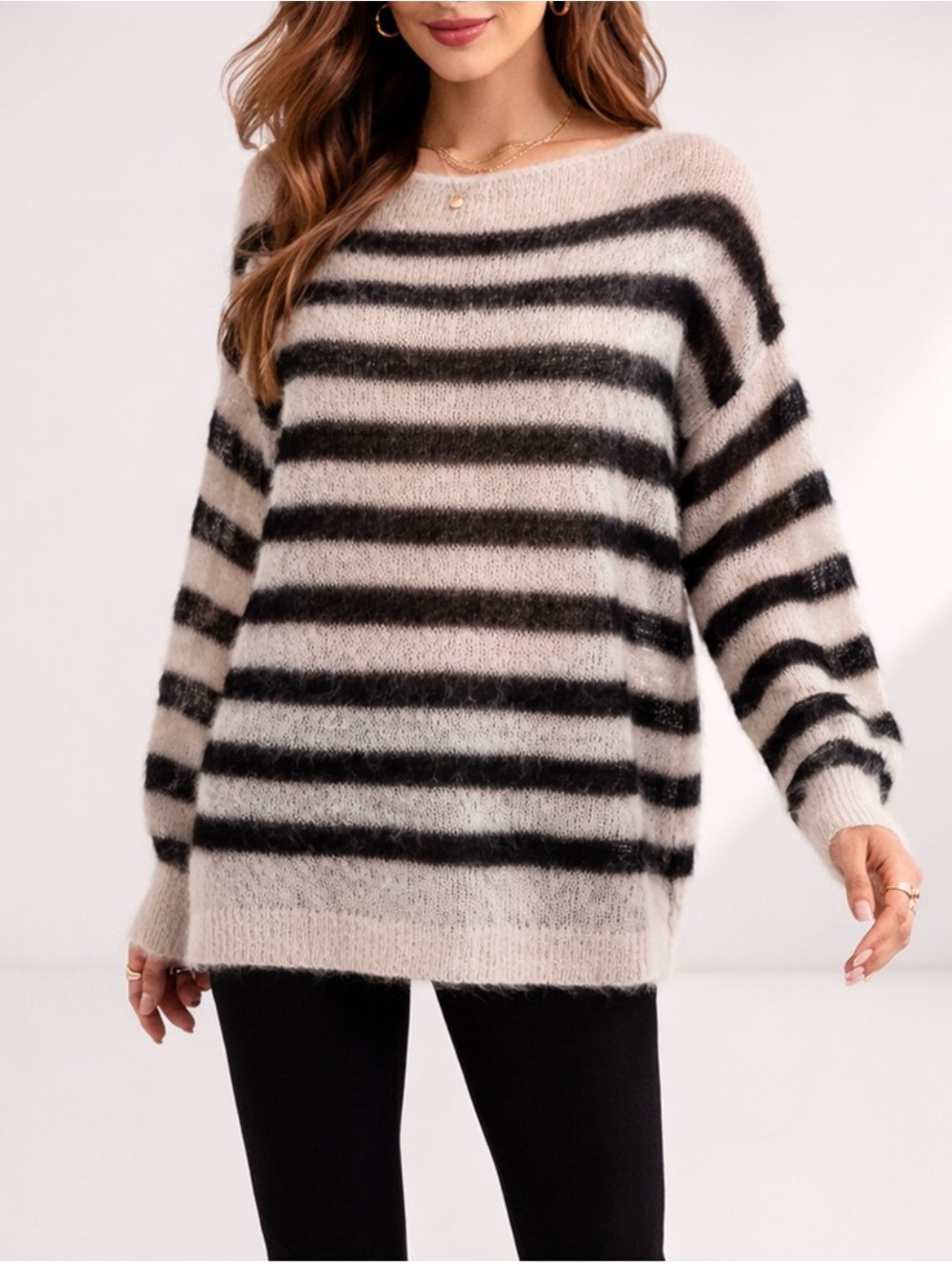 Maeve by Anthropologie Italian Mohair Striped  Sweater Oversized Knit Size L